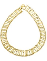 14K Yellow Gold Matte-Finish Hand-Made Necklace With a Textured Toggle Clasp, Enhanced With Bezel Set Diamonds. (0.50 c.t.t.w., GH-Color, SI-Clarity).