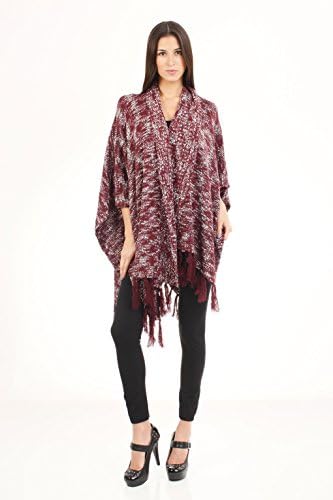 Womens Pullover Poncho Sweater In Burgundy BCNO4311