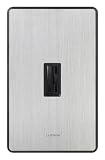 Lutron CN-600PHW-BLSS Ceana Single Pole 600W Preset Dimmer with Wallplate, Black and Stainless Steel