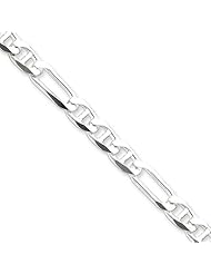 Sterling 20in Silver 6.50mm Figaro Anchor Necklace Chain. Metal Wt- 33.86g