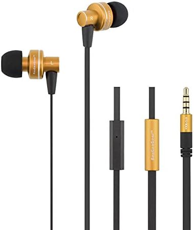NexGenGear ES900i Earphone 3.5mm Plug High Definition Noise Canceling Stereo Super Basspro Handsfree Built-In Microphone Earbuds Headset For Many Cell Phones, Tablets, iPad, iPod Models (Golden)
