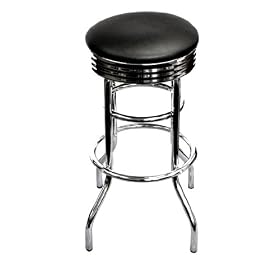 Click here to buy TRINITY 29 Heavy Duty Chrome Swivel Retro Bar Stool (black) Assembled by Trinity.