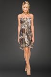 Flower Print Metallic Tube Dress