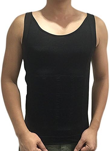 Shusheng Men's Abdomen Slimming Trimmer Vest Body Shaper Underwear Elastic Shirt (XL, Black)