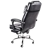 BTM Luxus Hohe Rückenlehne Fernsehsessel und Fußhocker Computer Boss Chefsessel Kunstleder Bürostuhl schwarz - 5