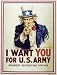 Uncle Sam I Want You U.S. Army Sign Tin Metal Signs