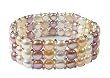 3 Rows of Fresh Water Multi-Colored Pearls with Sterling Silver