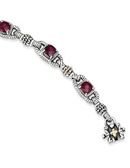 14k Yellow Gold Sterling Silver with 6.57Rhodilite Garnet 7.25in Bracelet