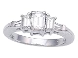 1.10 cts Genuine Emerald Cut Diamonds Engagement Ring - Platinum, 14kt White or Yellow Gold