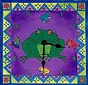 Frog Amphibian Froggie Toad Art Wall Desk Clock Timepiece from Rock Paper Scissors artist Pamela Corwin