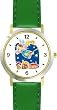 Angel with Shooting Star - Cherub, Angel or Cupid Theme - WATCHBUDDY&reg; DELUXE TWO-TONE THEME WATCH - Arabic Numbers - Green Leather Strap-Size-Large ( Men's Size or Jumbo Women's Size )