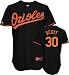 Luke Scott Jersey: Adult 2009 Majestic Alternate Black Replica #30 Baltimore Orioles Jersey - Medium