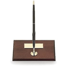 Cross Single Desk Set Mahogany Finish with Classic Black Ball-Point Pen