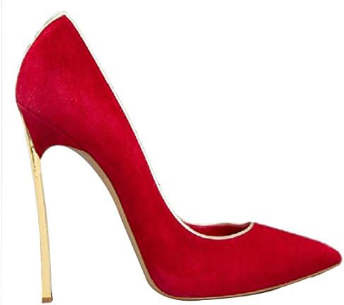 Aosnm Women's Qunity Point-Toe Stiletto Leather Heels