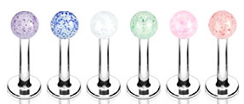 Body AccentÂ® 6 Ultra Sparkle Ball Labret Monroe Lip chin Cheek Ring 16g