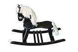 FireSkape Amish Crafted Solid Maple Black Finished Pony Rocking Horse with White Mane