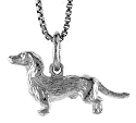 Sterling Silver 3/8" (10mm) Tall Dachshunds Pendant