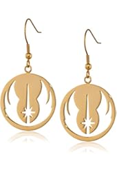 Star Wars Jewelry Jedi Order Gold IP Stainless Steel Dangle Hook Drop Earrings
