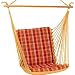 With Cumaru Wood! Single Cushioned Swing - Haven Plaid Sunset Boulevard Collection