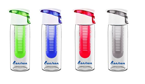 23 oz Newest Design Tritan Fruit Infuser Water Bottle, Sports Bottle, School Bottle, Leak Proof Folded Handle for Fruit, Juice, Iced Tea, Lemonade & Sparkling Beverages-with 2 Gifts