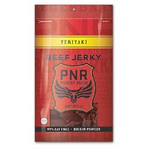 PNR Pioneer Brand Teriyaki Flavor Beef Jerky 3.25 Ounce Bags (Pack of 12) 7 X 12 Inch Bags