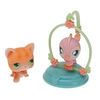Littlest Pet Shop Pet Pairs Figures Kitten and Bird On Perch