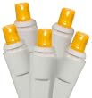 Set of 50 Commercial Grade Yellow LED Wide Angle Christmas Lights - White Wire
