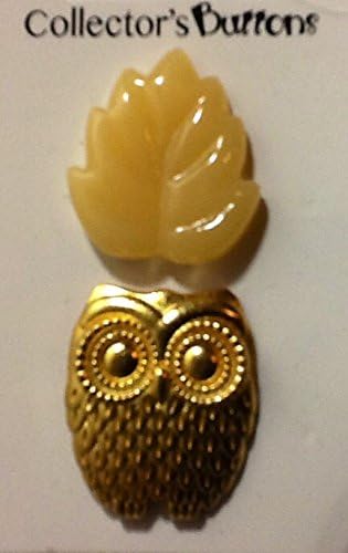 Button Trends: Metal &amp; Acrylic Dimensional Designer &amp; Collectors Buttons ~ 2 Piece - Shaft (Owl &amp; Leaf #4422)