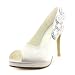 Satin Upper Stiletto Heel Peep Toe/ Pumps With Rhinestone/ Satin Flower Wedding Bridal Shoes,White,Size 8 US