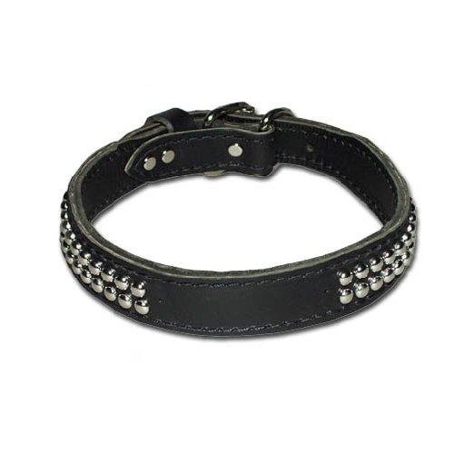 1in. Two-Row Cone Studded Bully Leather Dog Collar model 126 (Brown, 21 in.)