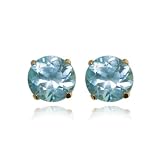 18k Yellow Gold 5mm Blue Zircon Stud Earrings