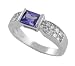 Sterling Silver Rectangular Cut Ring with CZ Accents