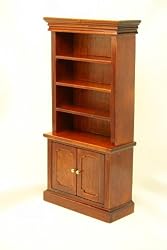 Dollhouse Miniature Cherry Bookshelves with Crown Molding