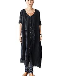 Full Length Cotton/Linen Summer Round Neck  Shirt  Dress