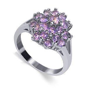 Amethyst Gemstone Band .925 Sterling Silver Ring
