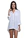Persun Women White Pointed Collar Dip Back Semi-sheer Boyfriend Shirt