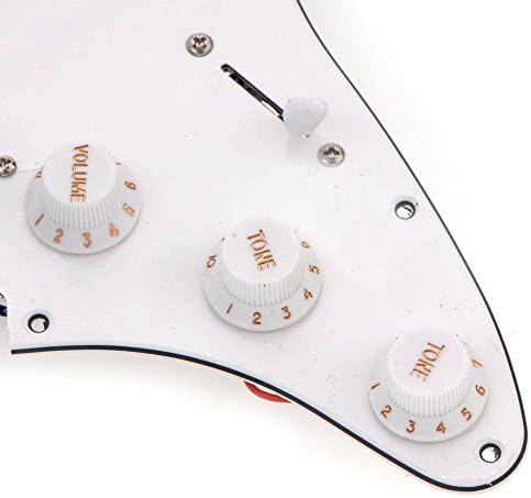 hongyujj White ST/Strat Style Guitar HSH Prewired Pickguard Scratch Plate Pickups 3 PLY