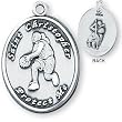 Sterling Silver Saint Christopher Ladies-Girls Basketball Medal and 18-inch Chain