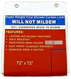 Super Weight Premium Vinyl Shower Curtain Liner with Lifetime Mildew Treatment