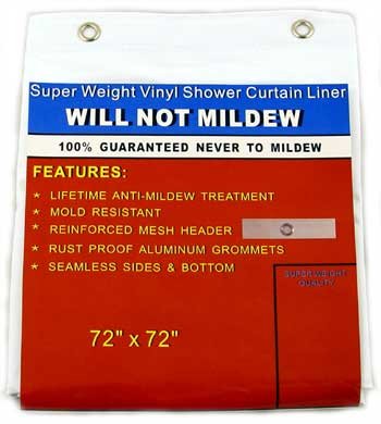Super Weight Premium Vinyl Shower Curtain Liner with Lifetime Mildew Treatment