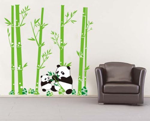 Art Fashioner Animal Pandas & Panda Baby eating bamboo wall decor decals Kids Room Wall stickers Home room decoration Peel stick Murals / US Seller