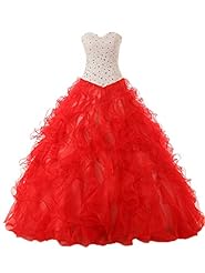  Lace-Up Beaded Sweetheart  Ball Gown Quinceanera Dress  with a Brush/Sweep Train 