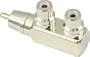 American Recorder Technologies RCA Male to 2 RCA Female Right Angle Adapter Nickel