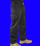Mens Cargo Work Trousers With Knee Pad Pockets Black or Navy Size 28 to 52