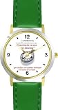 Habit 1 - A Conscience is a Compass (Spanish Text) - DELUXE TWO-TONE WATCH from THE 7 HABITS - WATCH COLLECTION BY WATCHBUDDY&reg; - Arabic Numbers - Green Leather Strap-Size-Children's Size-Small ( Boy's Size & Girl's Size )
