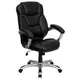 Flash High Back Black Leather Contemporary Office Chair