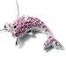 Pink Crystal Dolphin Pendant Necklace Fashion Jewelry