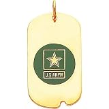 14K Gold US Army Star Dog Tag Charm