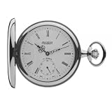 Swiss Chrome Plated Full Hunter Mechanical Pocket Watch G102cm