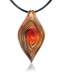Akuamarina Collier � pendentif feuille en verre de Murano Rouge